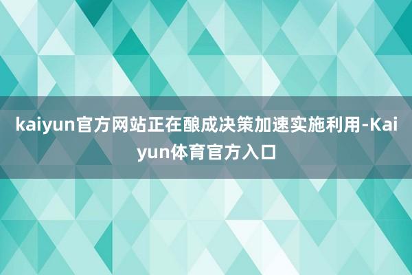 kaiyun官方网站正在酿成决策加速实施利用-Kaiyun体育官方入口