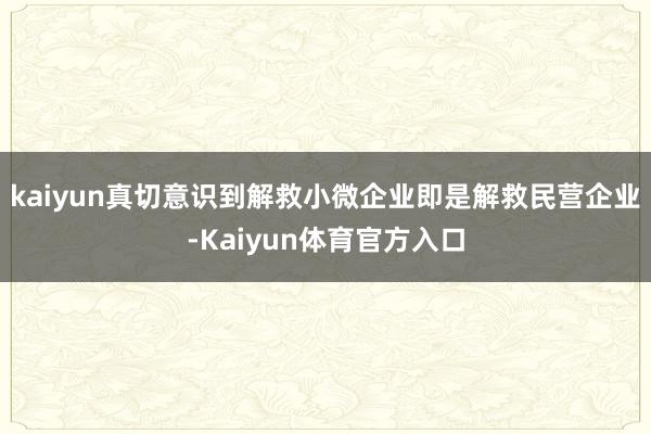 kaiyun真切意识到解救小微企业即是解救民营企业-Kaiyun体育官方入口